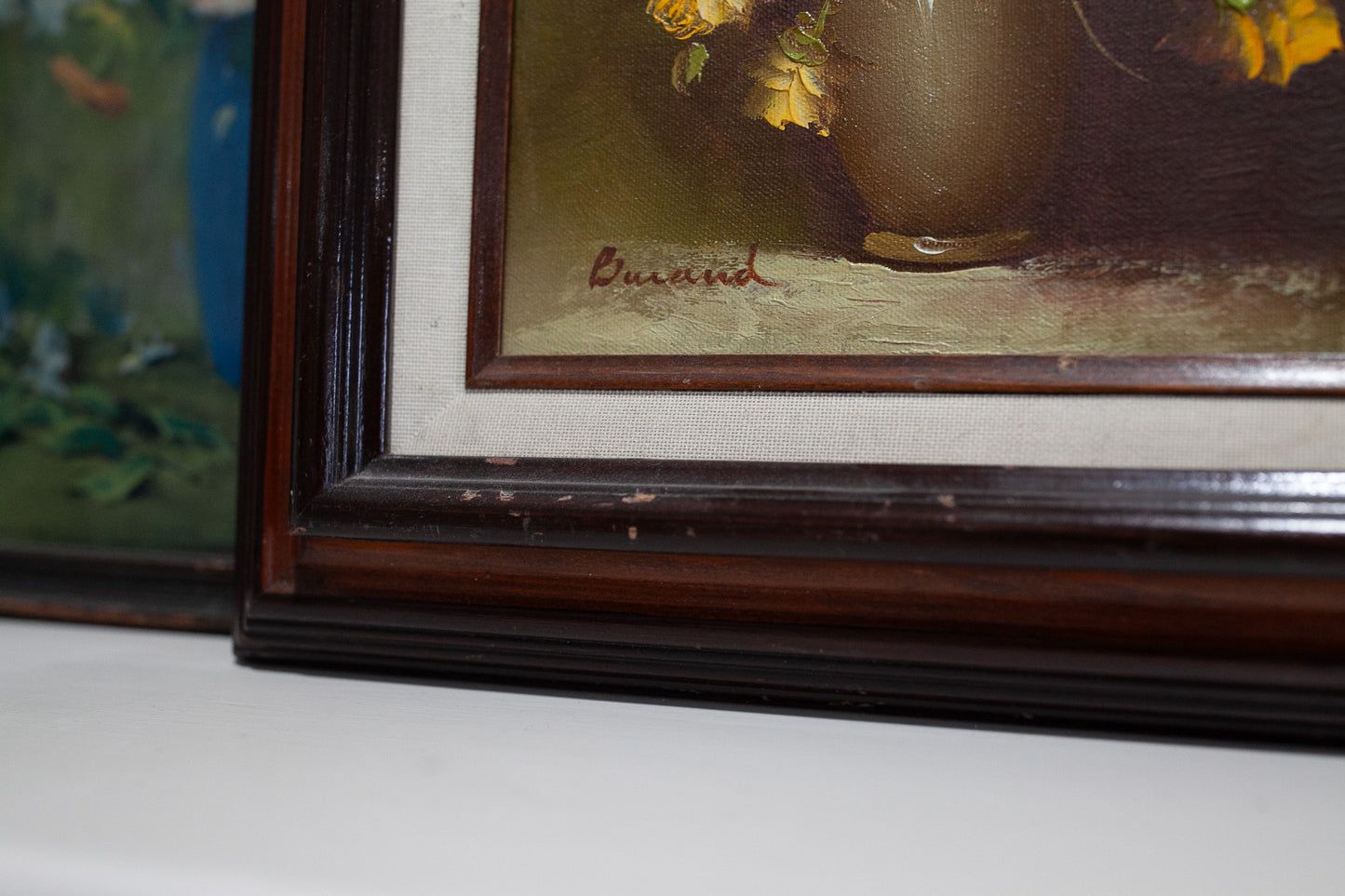 Vintage Floral- Framed Yellow Rose Painting