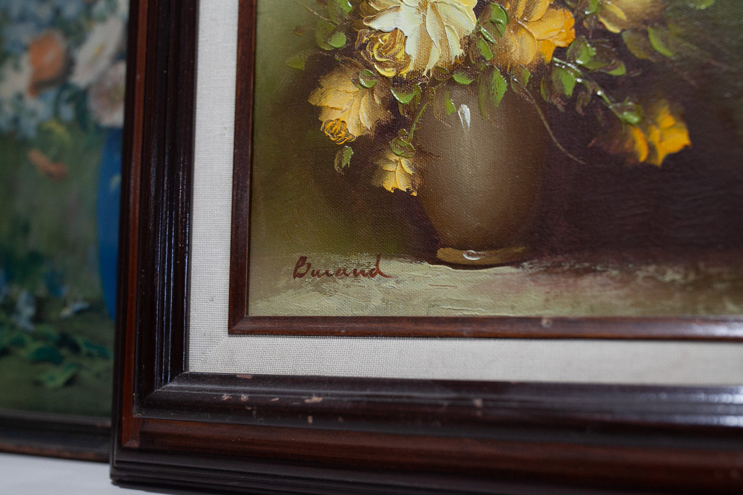 Vintage Floral- Framed Yellow Rose Painting