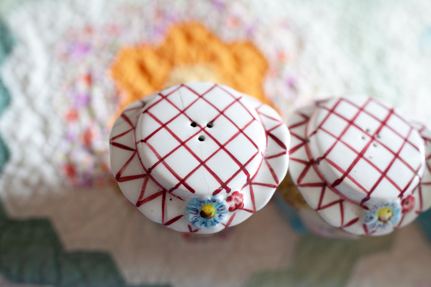 Vintage Miss Dainty - Salt and Pepper -Jam Jar- Sugar Bowl with Lid- Lefton