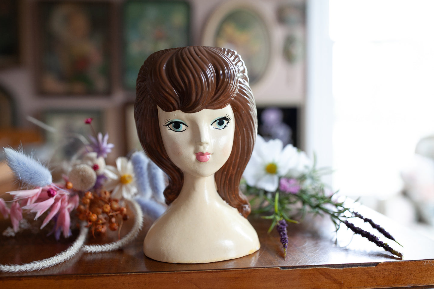 Vintage Lady Head Vase - Head Vase Tilso