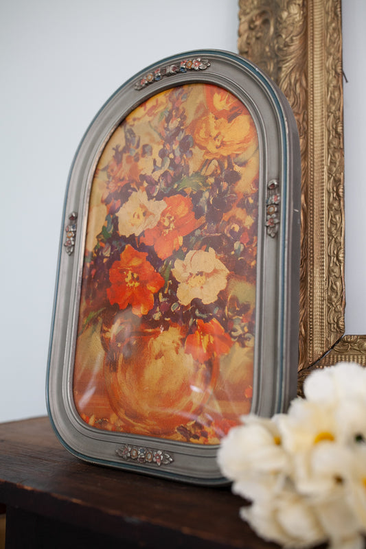 Vintage Framed Floral - Domed Frame- Floral Art