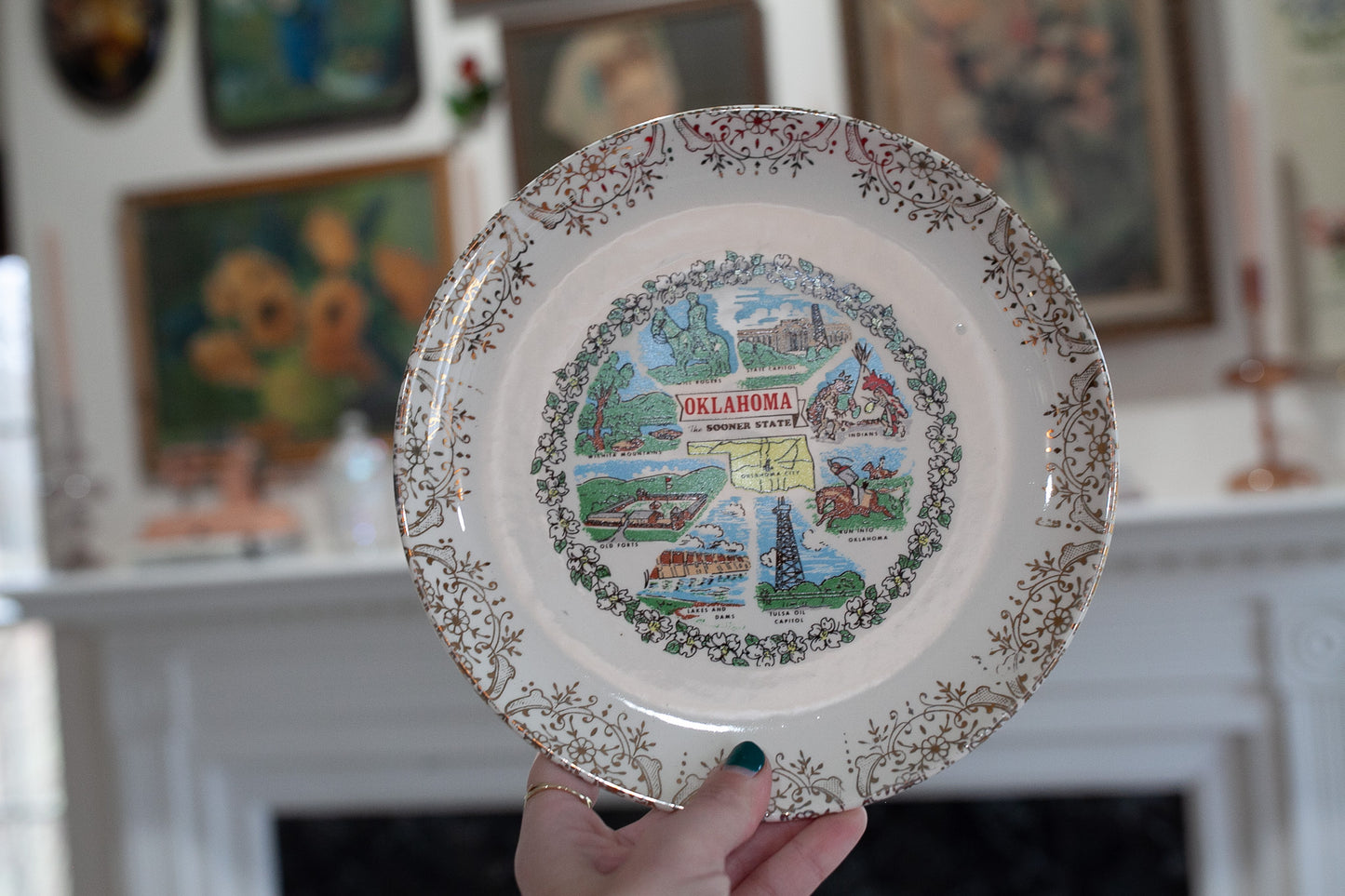 Oklahoma Tourist Plate- Vintage Collectible Plate- The Sooner State