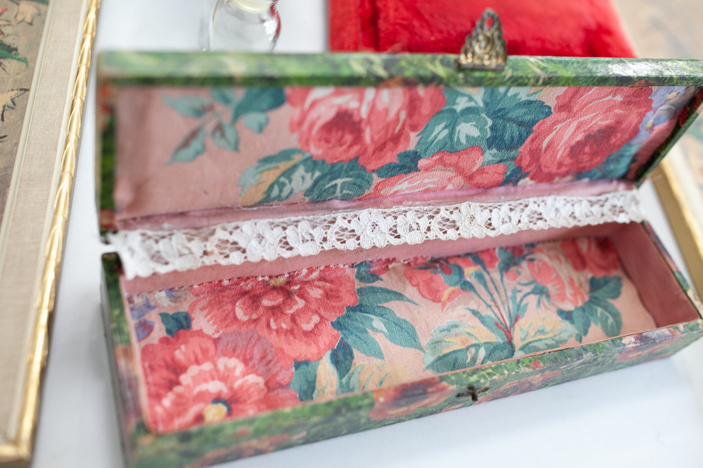 Necktie Box- Floral Box- Floral Paper Covered Box