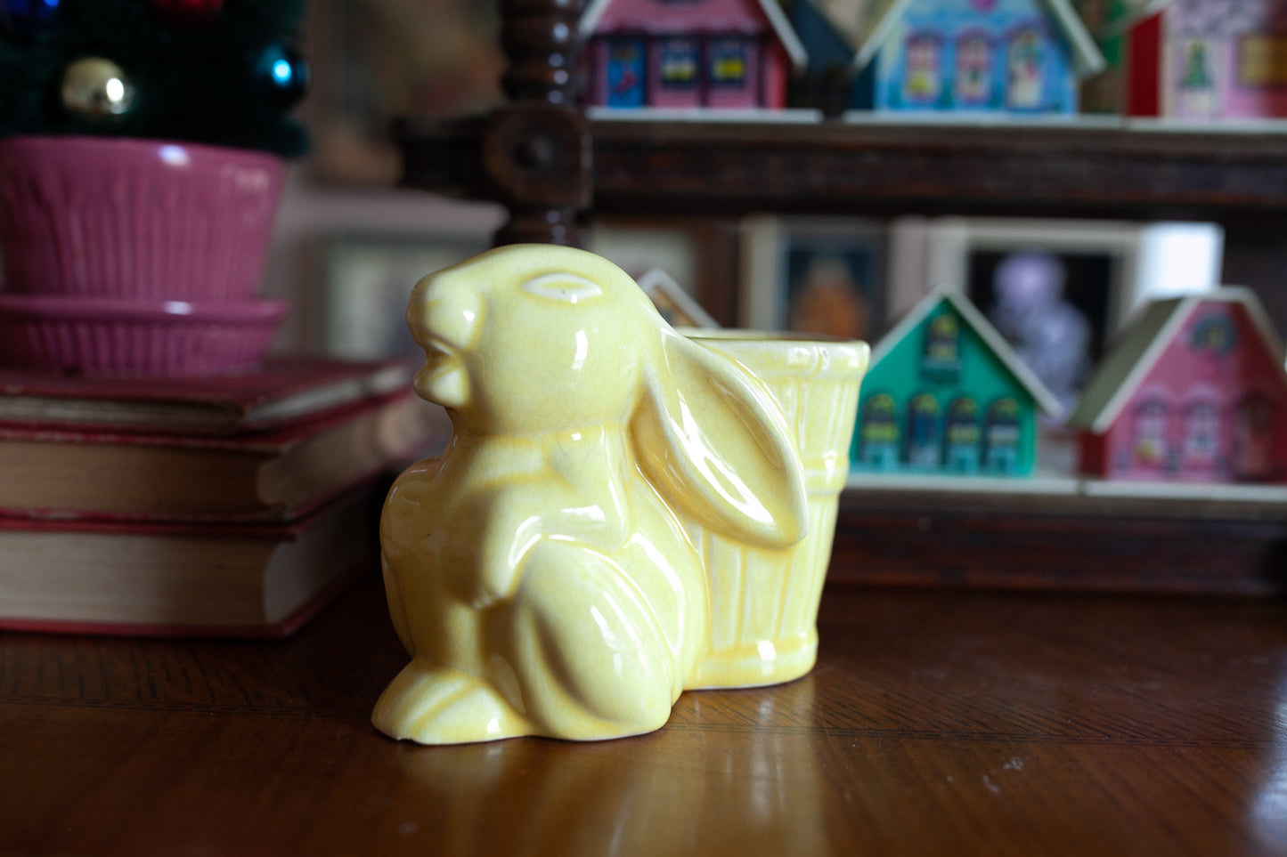 Vintage Bunny Planter - Vintage Rabbit - Pottery - Yellow Pottery