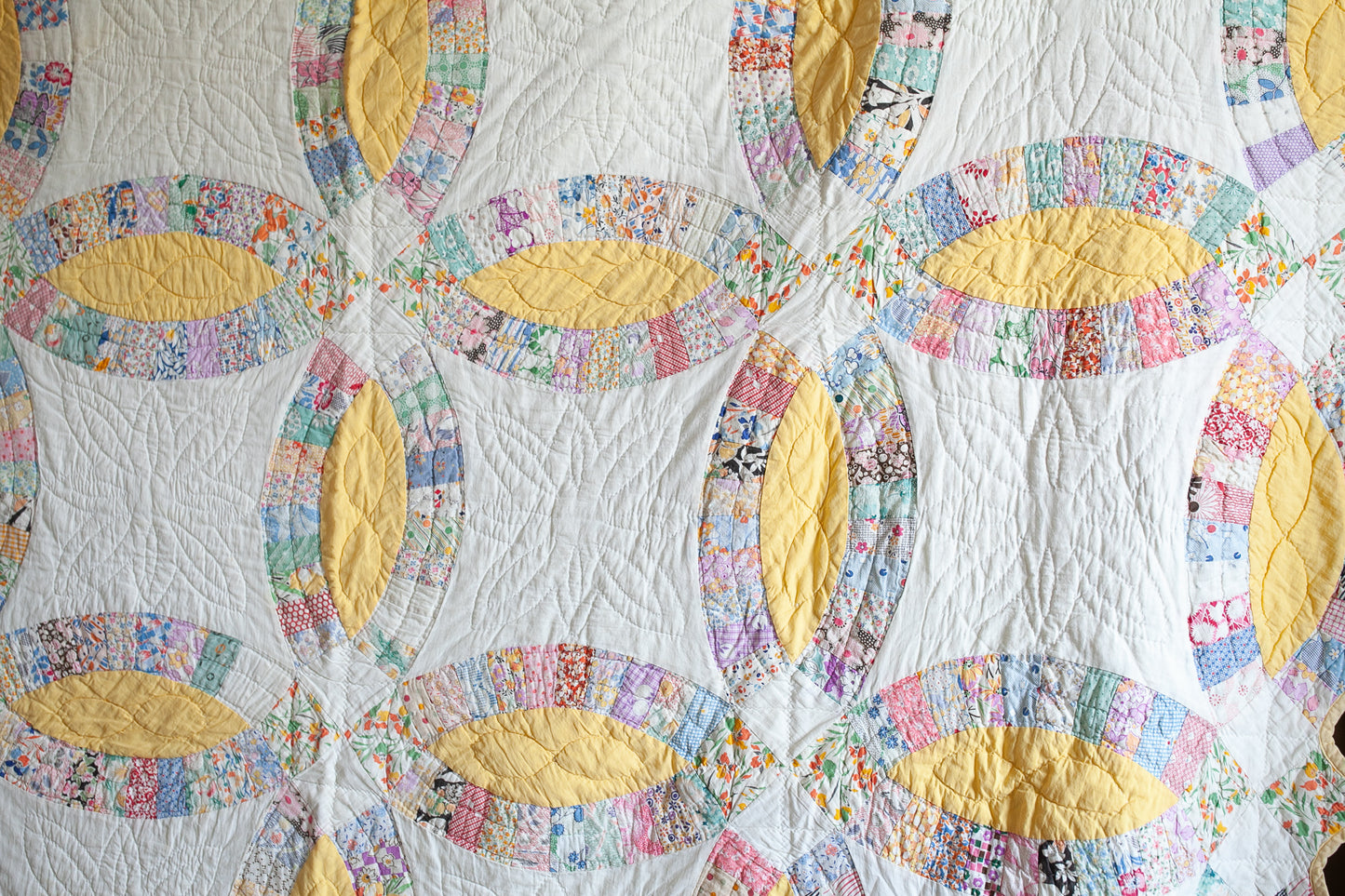 Vintage Quilt Double Wedding Ring Quilt