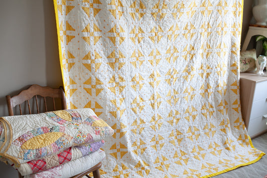 Vintage Quilt - Yellow and White Quilt