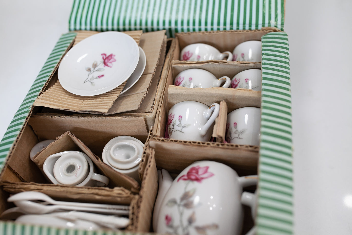 Miniature Tea Set- Porcelain China Tea Set -Rose Pattern
