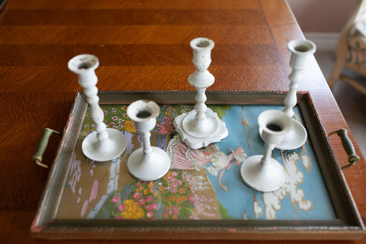 Vintage Candlestick Holder Set- Set of 5 candlestick holders -Taper candle holders