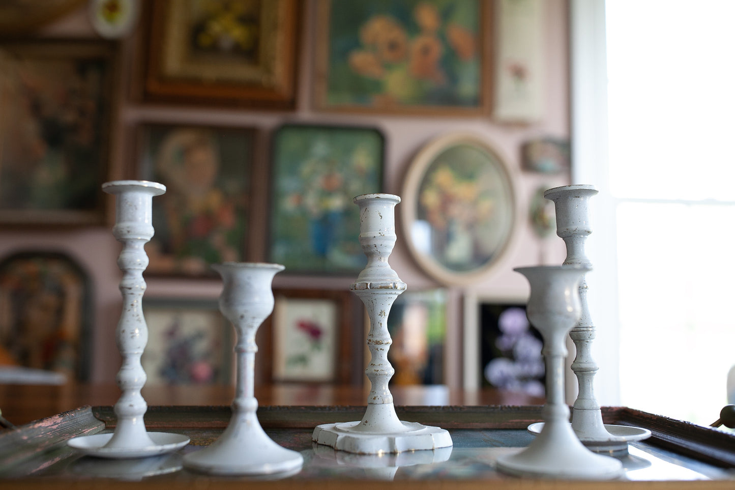 Vintage Candlestick Holder Set- Set of 5 candlestick holders -Taper candle holders