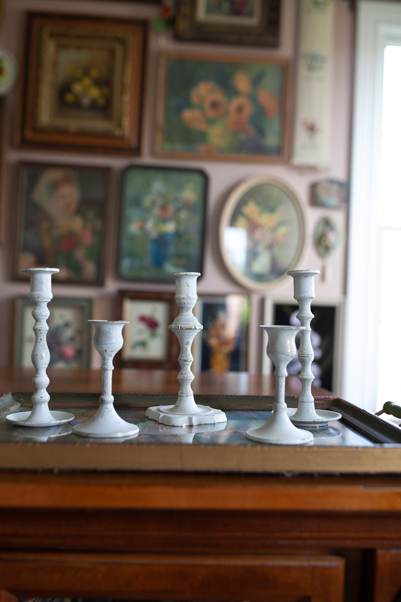 Vintage Candlestick Holder Set- Set of 5 candlestick holders -Taper candle holders