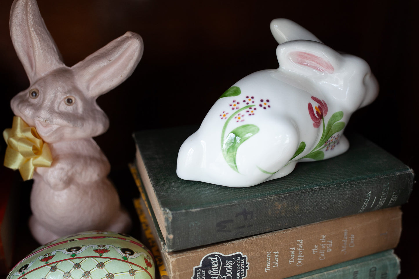 Vintage Bunny Rabbit- Porcelain Floral bunny rabbit