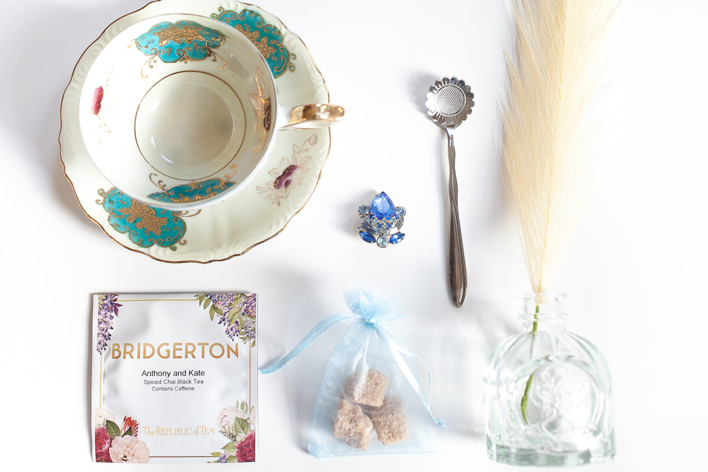 Teacup Gift Box Surprise- Vintage Gift Set-Brooch- Birthday- Bridgerton -Teacher Appreciation-Gift
