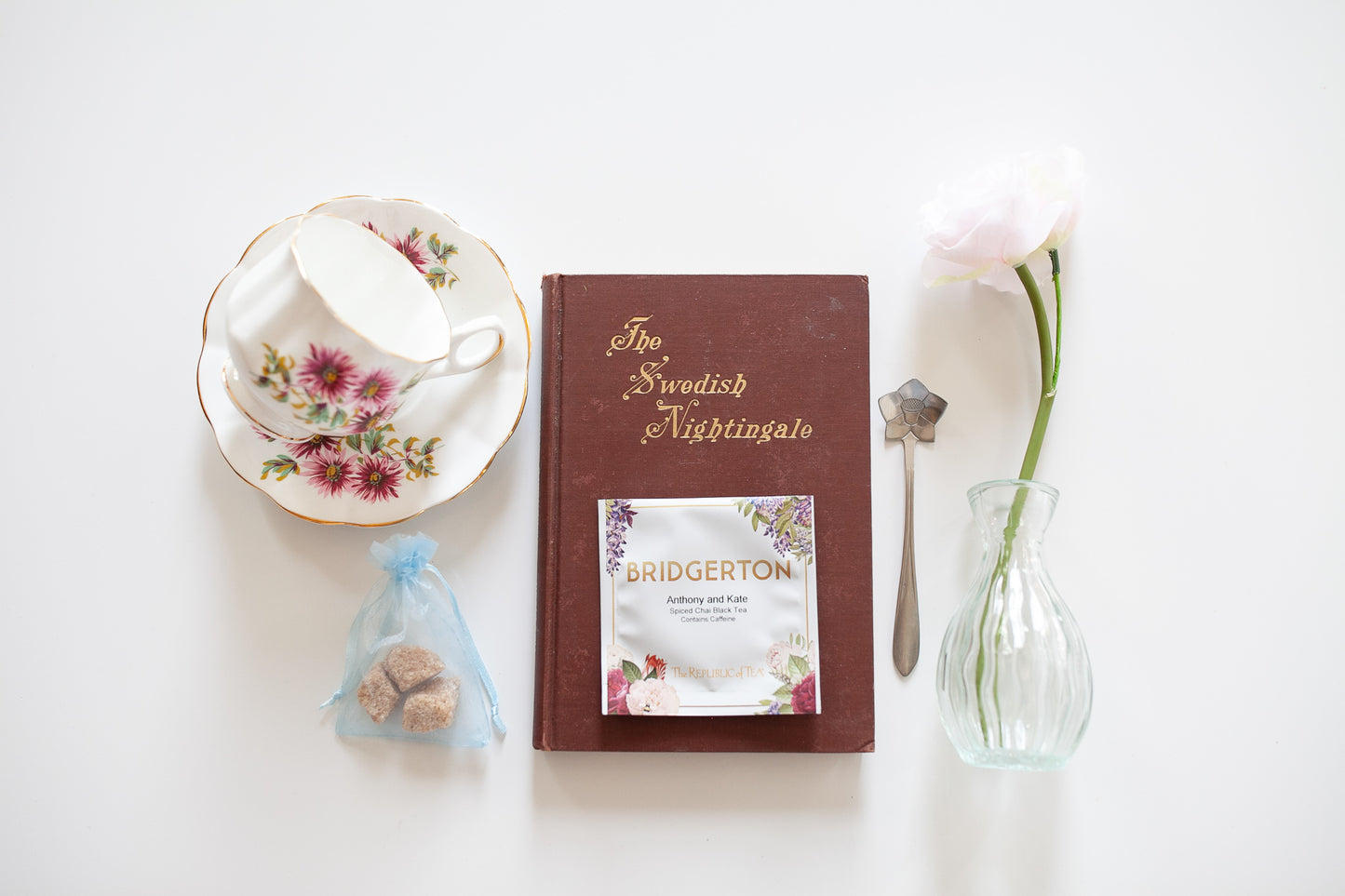 Teacup Gift Box- Book and Floral Tea Cup- Box T- Vintage Gift Set- birthday - Bridgerton -Teacher Appreciation-Gift