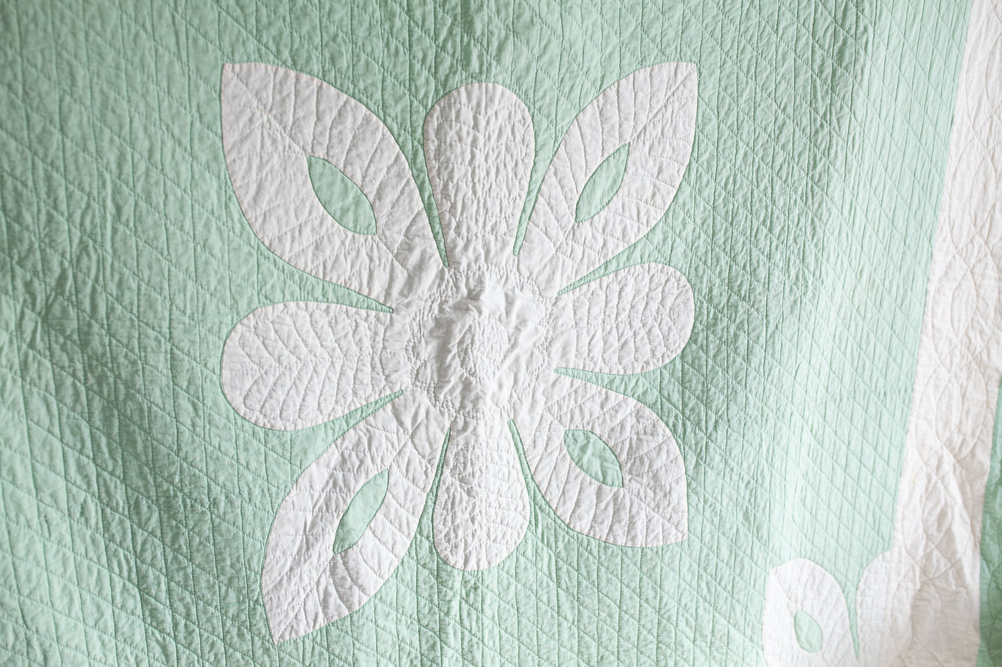 Vintage Quilt - Green and White Quilt