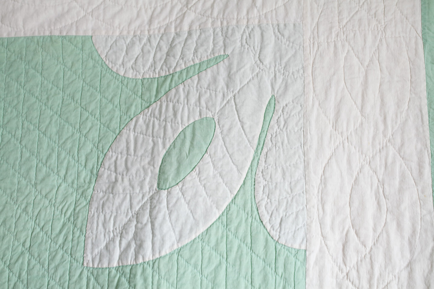 Vintage Quilt - Green and White Quilt