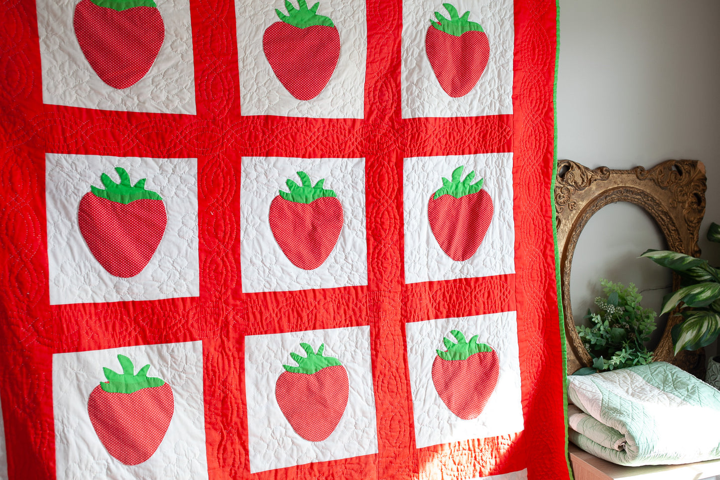 Vintage Strawberry Quilt and Shams-Vintage Quilt