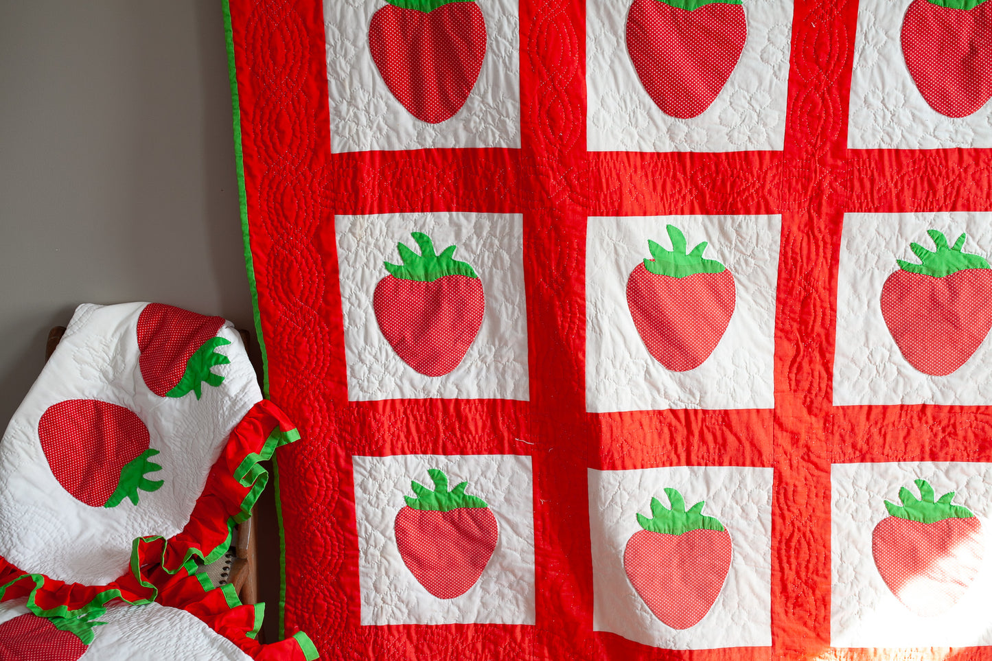 Vintage Strawberry Quilt and Shams-Vintage Quilt