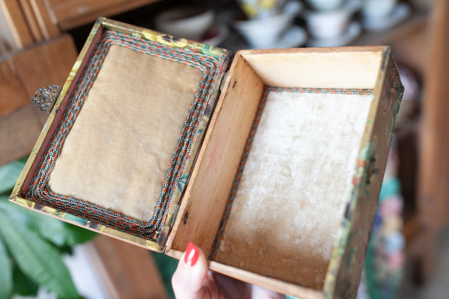 Victorian Celluloid Paper Covered Box -Floral Pansy Box