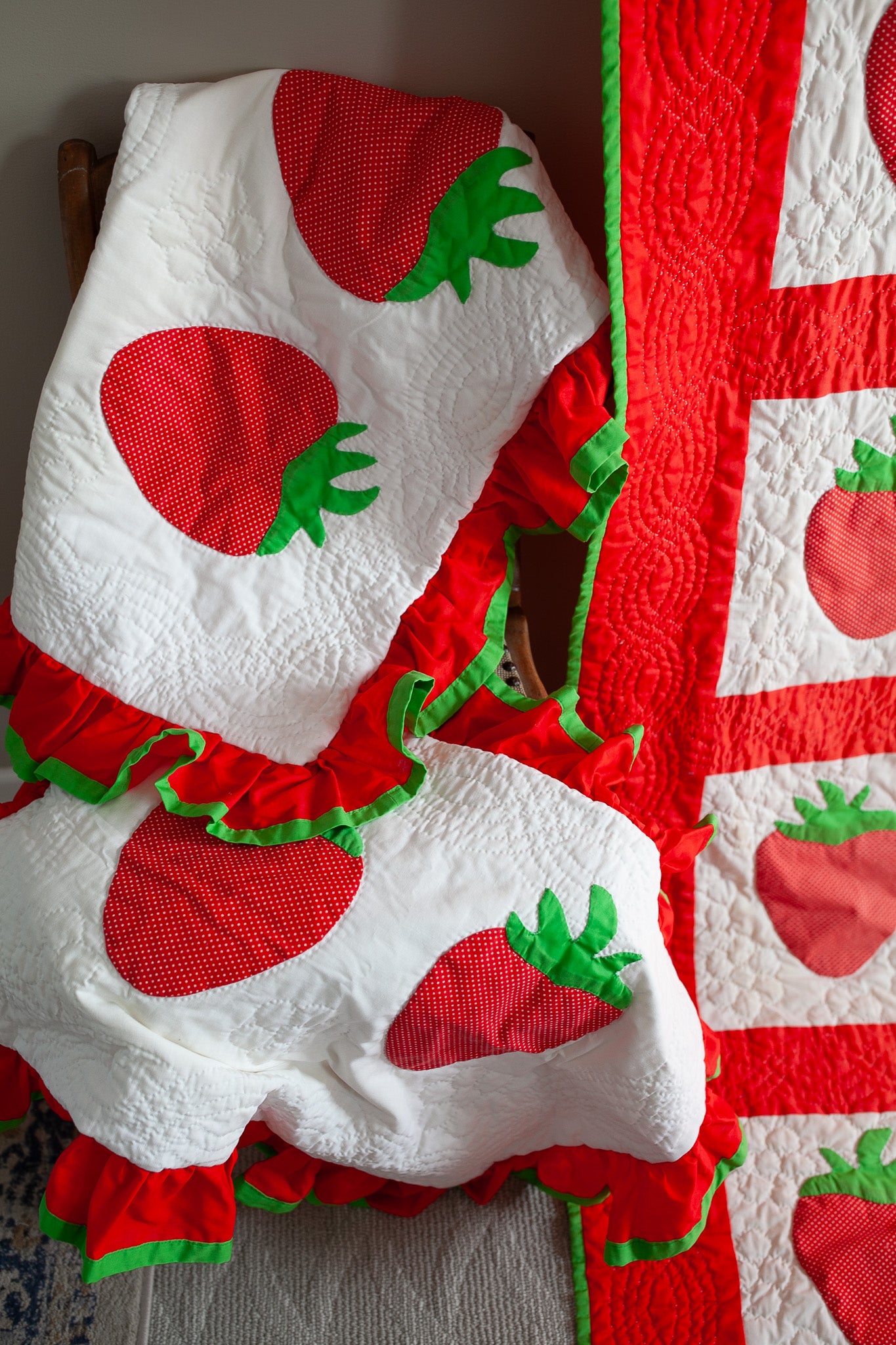 Vintage Strawberry Quilt and Shams-Vintage Quilt