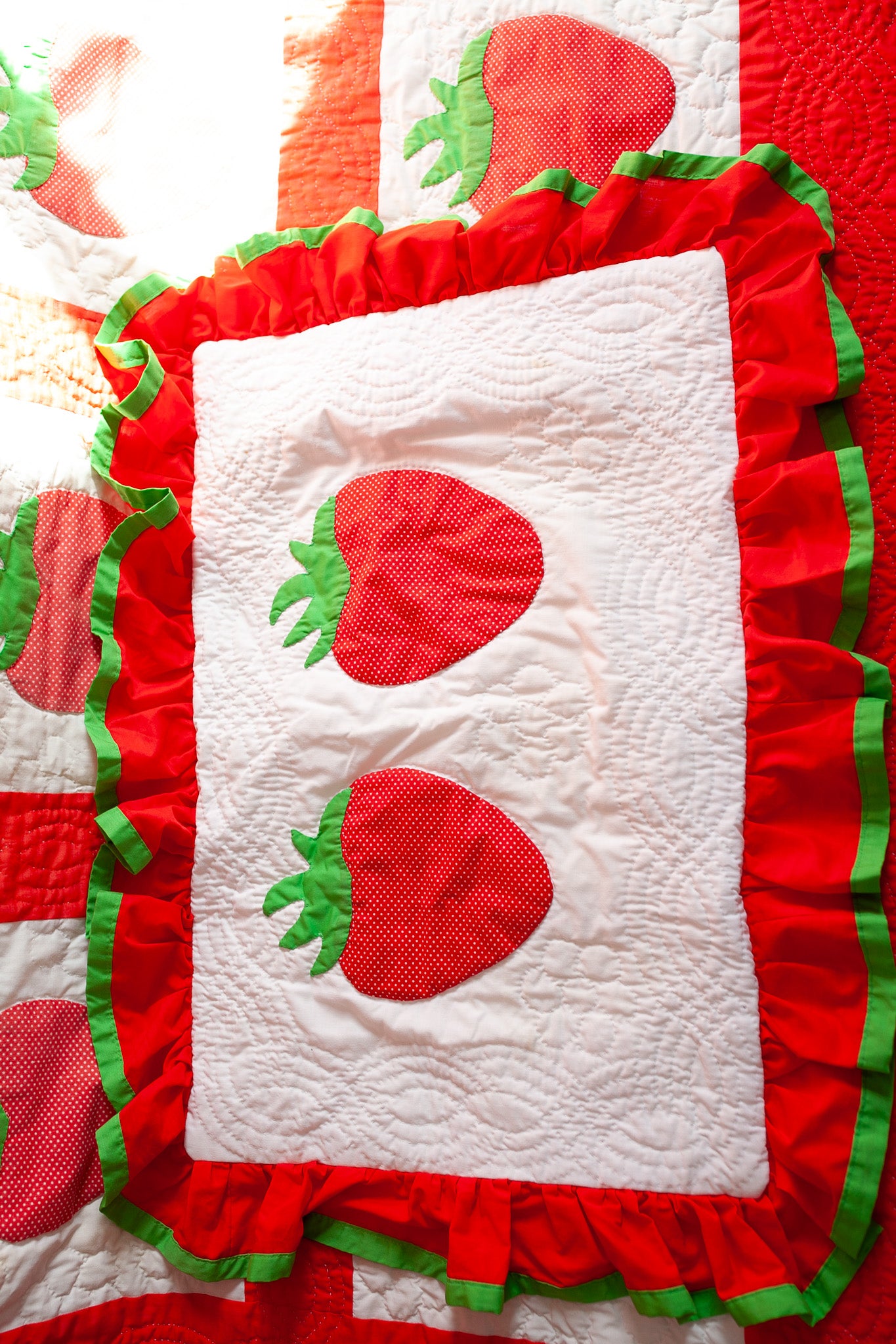 Vintage Strawberry Quilt and Shams-Vintage Quilt