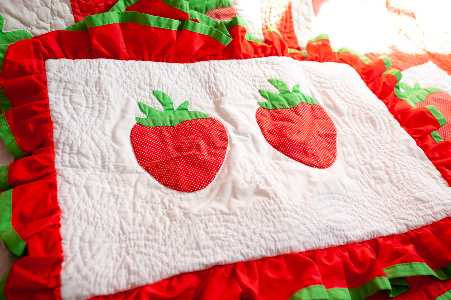 Vintage Strawberry Quilt and Shams-Vintage Quilt