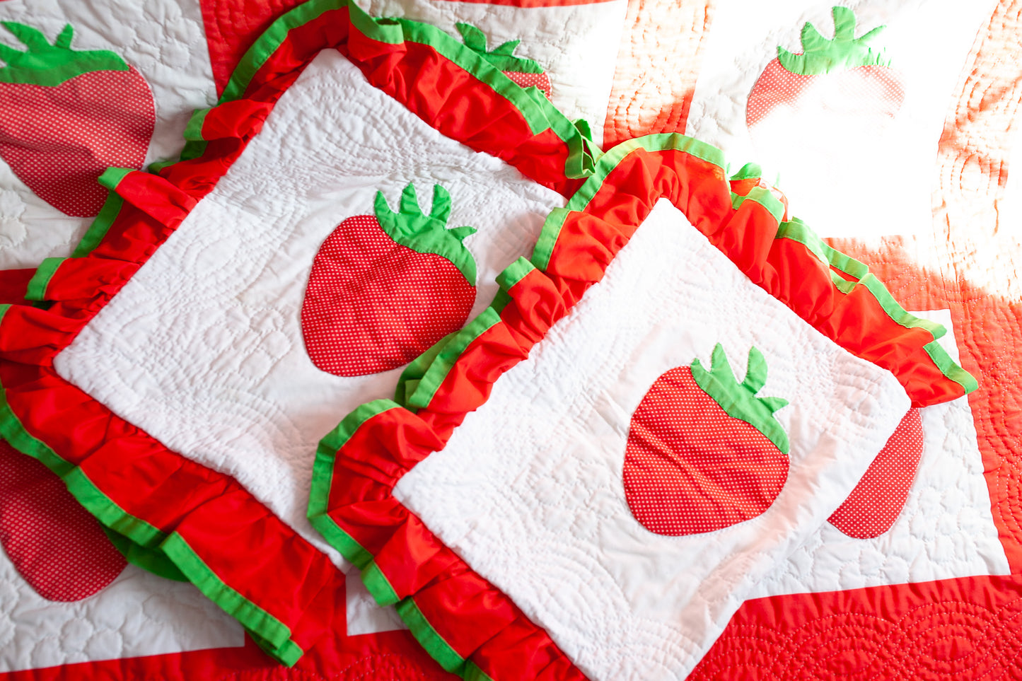 Vintage Strawberry Quilt and Shams-Vintage Quilt