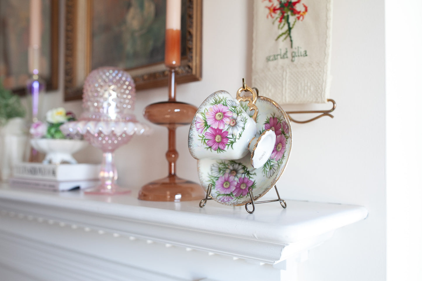 Vintage Teacup and Saucer- Cosmos October Saucer and teacup