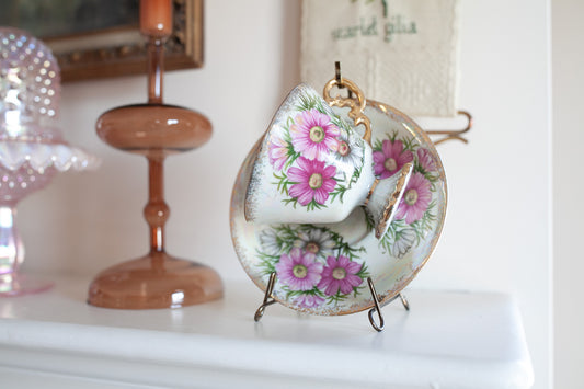 Vintage Teacup and Saucer- Cosmos October Saucer and teacup