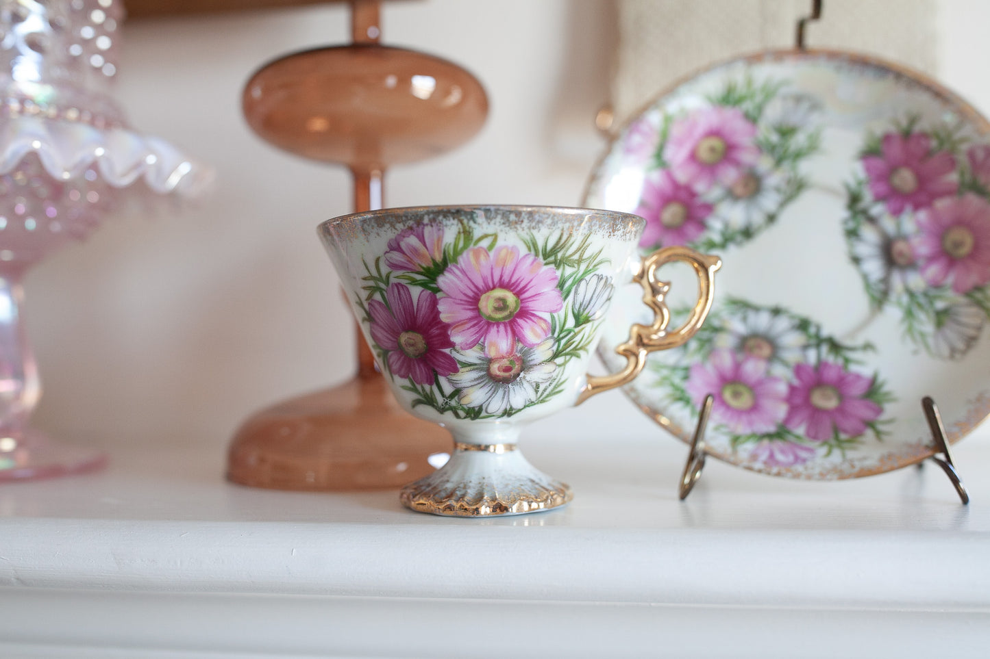 Vintage Teacup and Saucer- Cosmos October Saucer and teacup