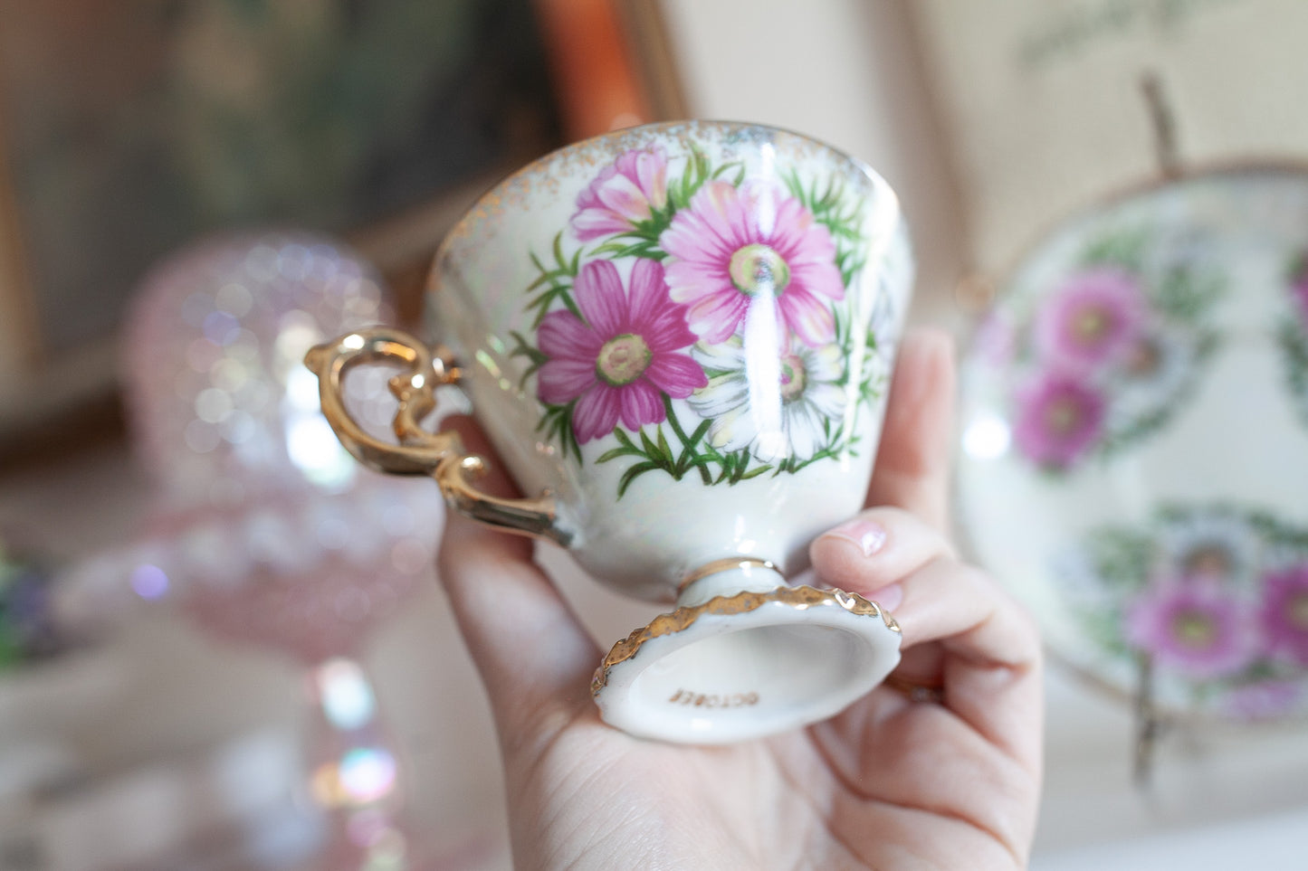 Vintage Teacup and Saucer- Cosmos October Saucer and teacup