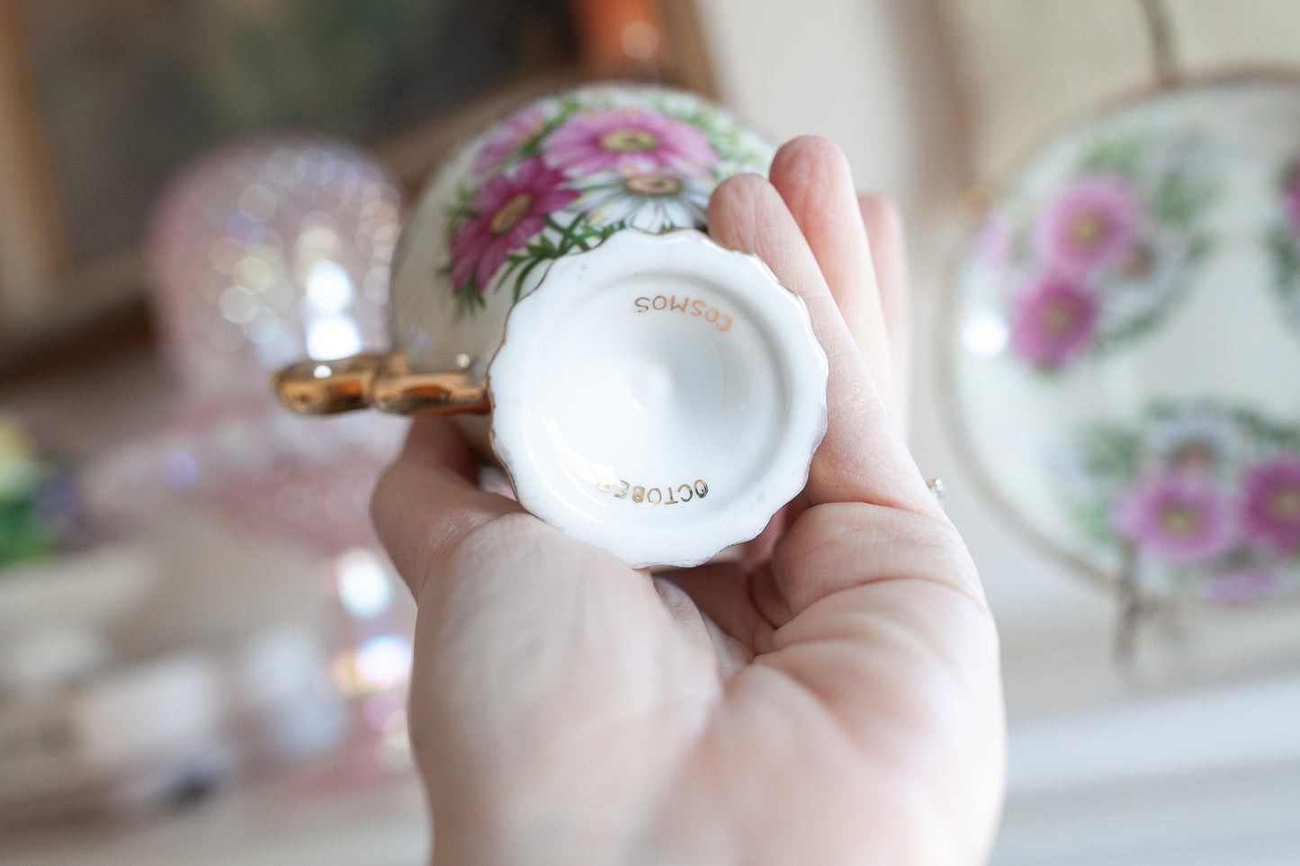 Vintage Teacup and Saucer- Cosmos October Saucer and teacup