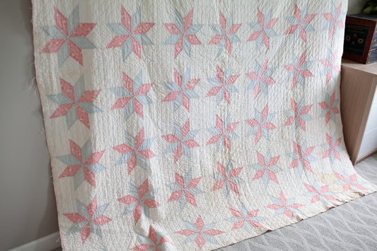 Vintage Quilt- Quilt -Star Quilt -8 Point Star- Red, White, and Blue Quilt