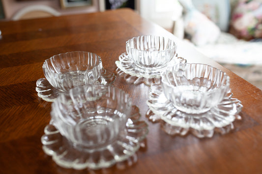 Vintage Glass Bowls- Floral Bowls- Flower Glass Bowl