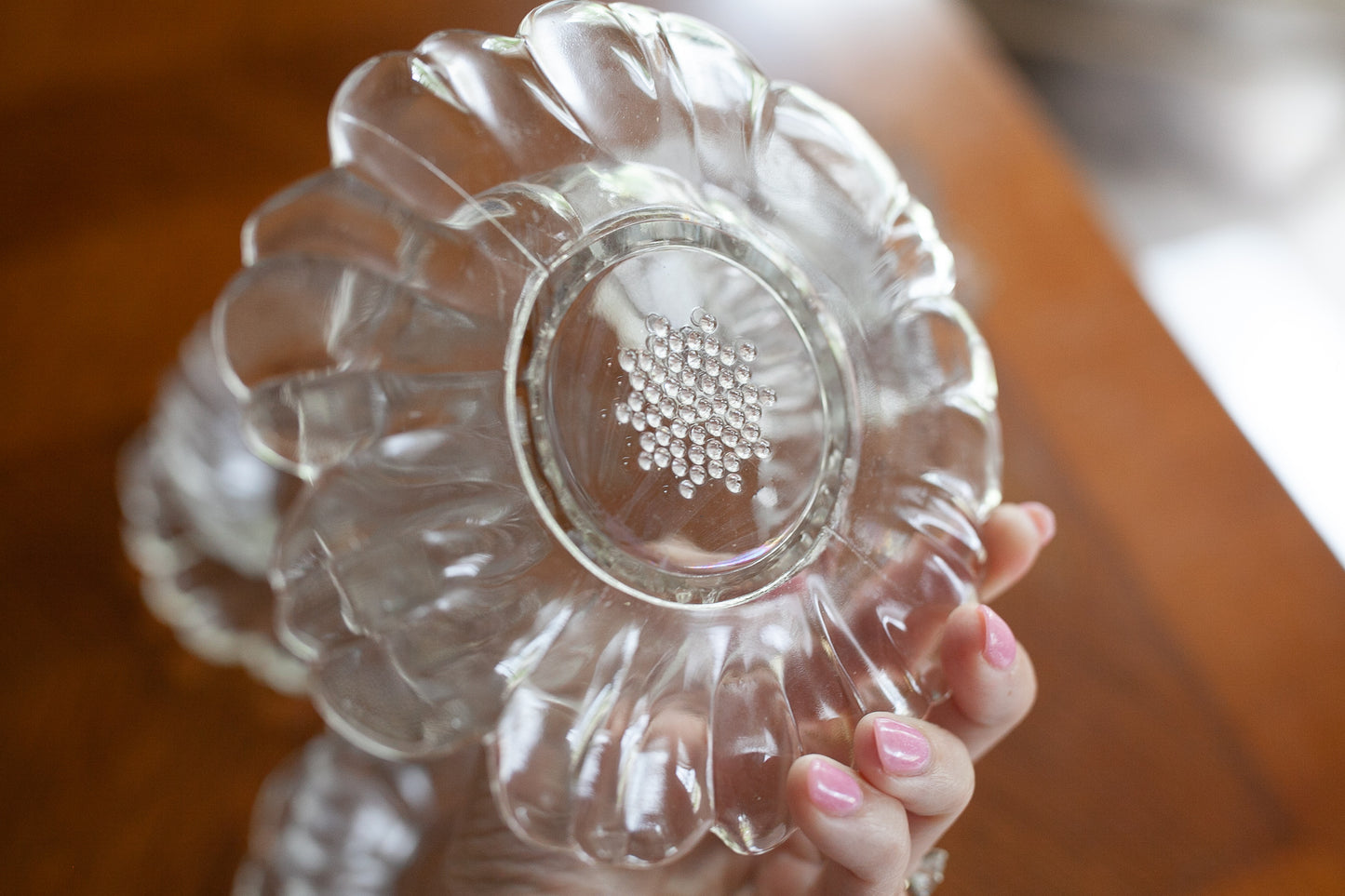Vintage Glass Bowls- Floral Bowls- Flower Glass Bowl
