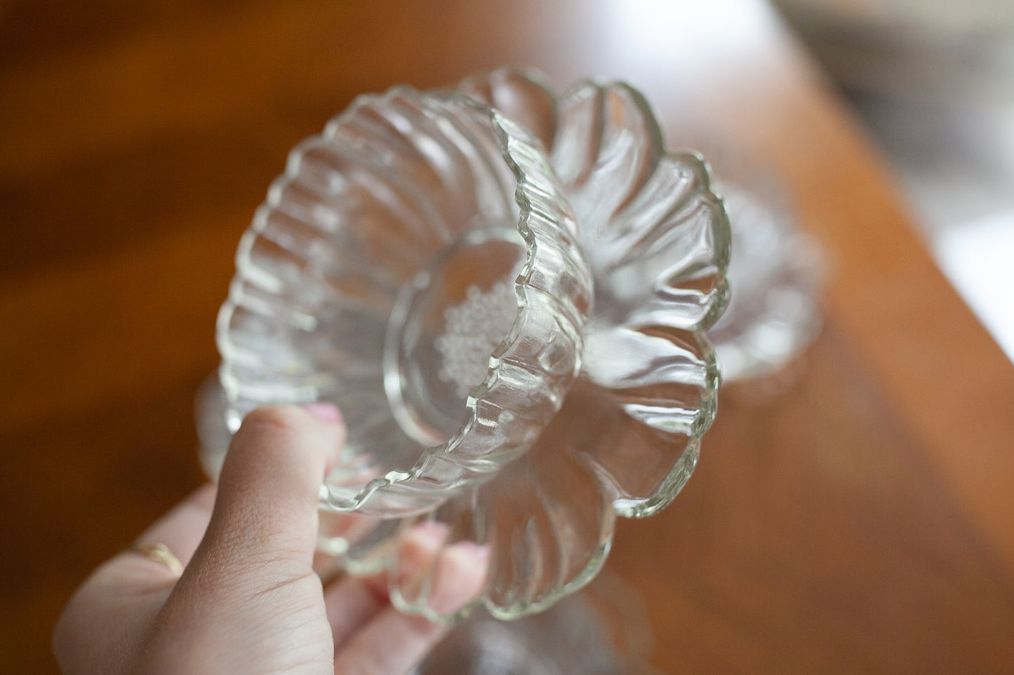 Vintage Glass Bowls- Floral Bowls- Flower Glass Bowl