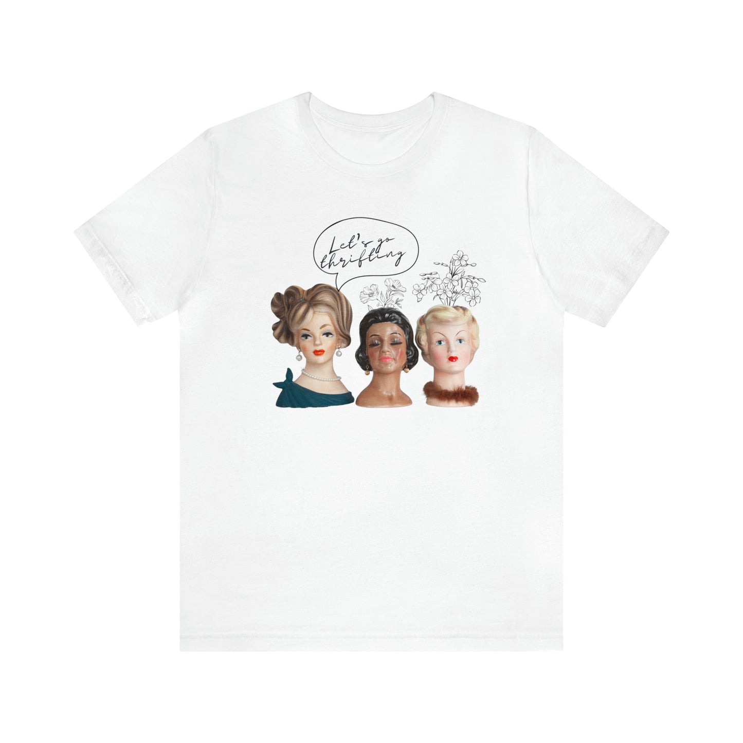Let's Go Thrifting -Lady Head Vase Shirt- Headvase Shirt - Vintage Love Shirt -Unisex Jersey Short Sleeve Tee