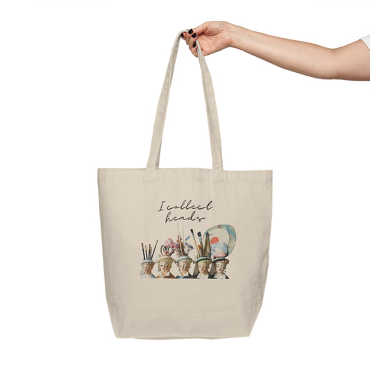 I collect Heads- Canvas Shopping Tote- Lady Head Vase Tote - Shopping Bag