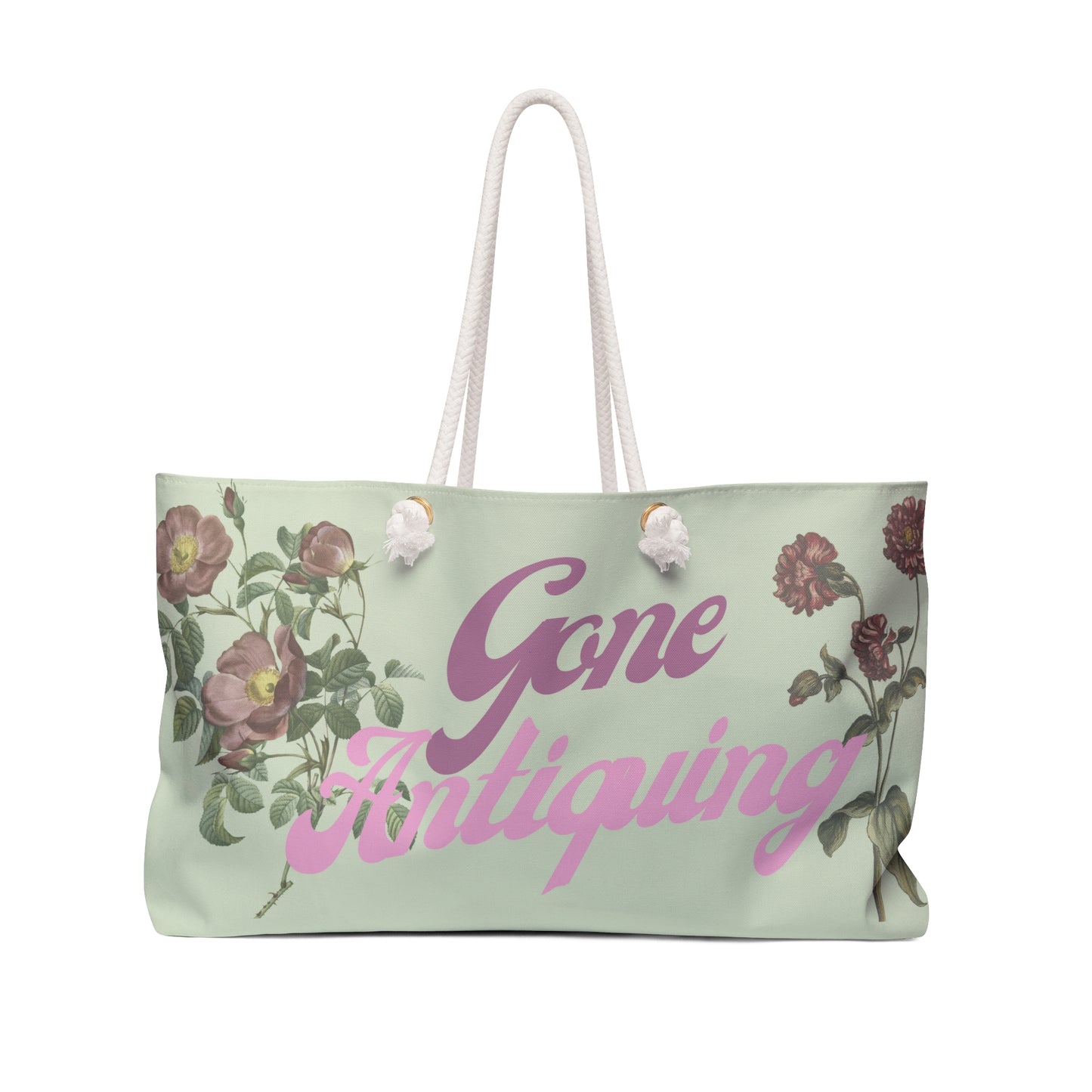 Weekender Bag- Gone Antiquing -In My Happy Place - Flea Market Bag - Antique Lover Bag