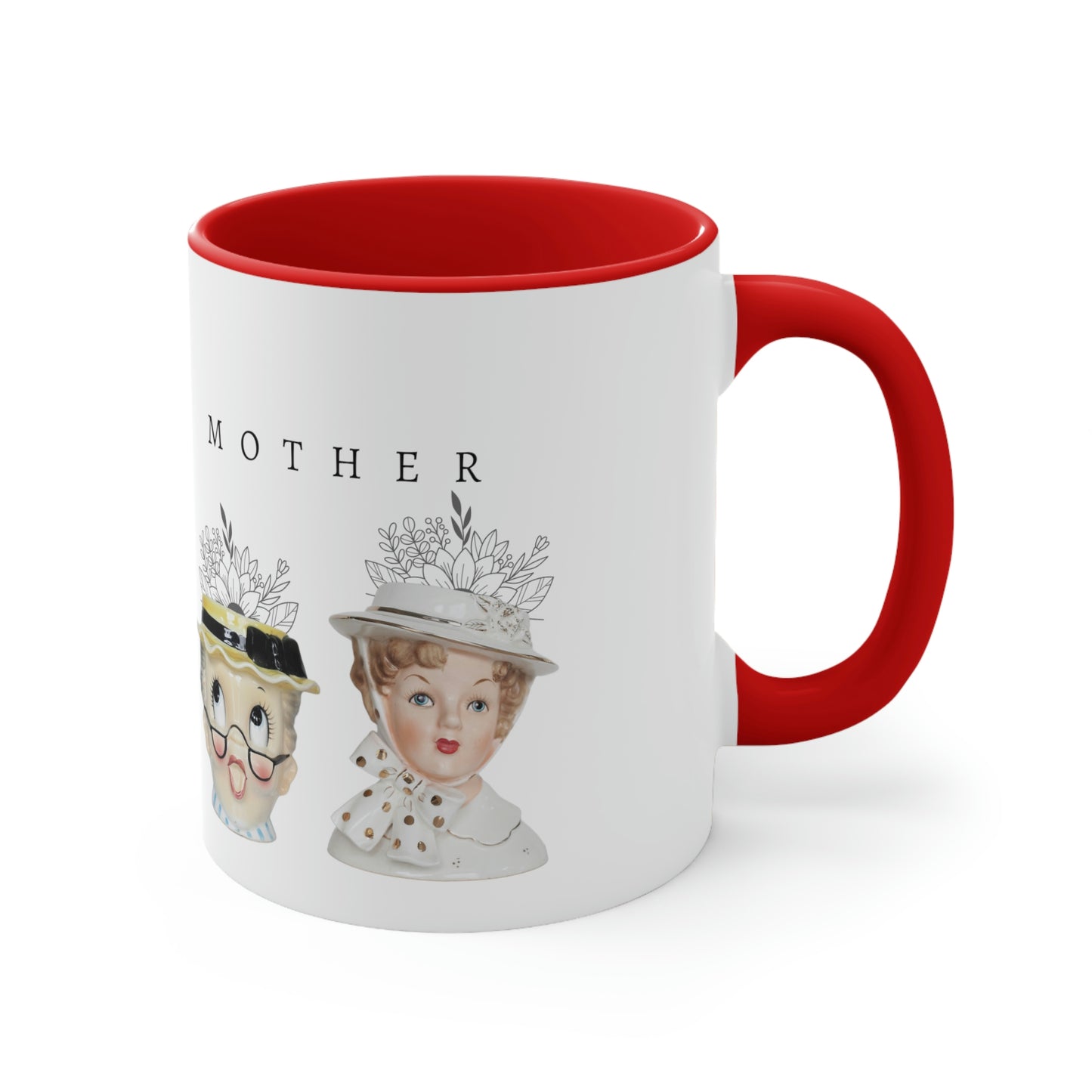 Head Vase - Lady Head Vase- Mother Coffee Cup-Accent Coffee Mug, 11oz
