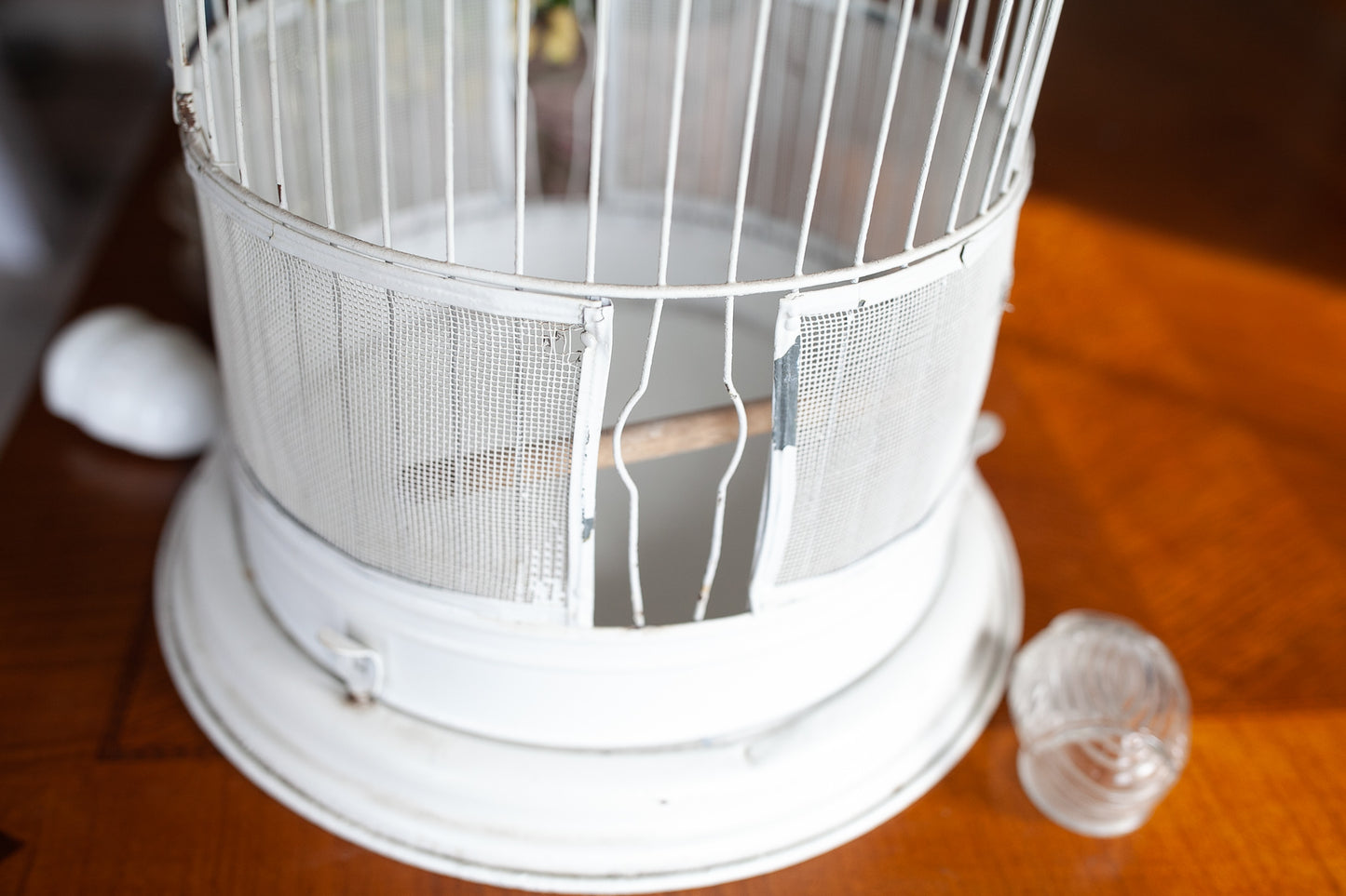 Vintage Bird Cage -Metal Birdcage - White Bird Cage