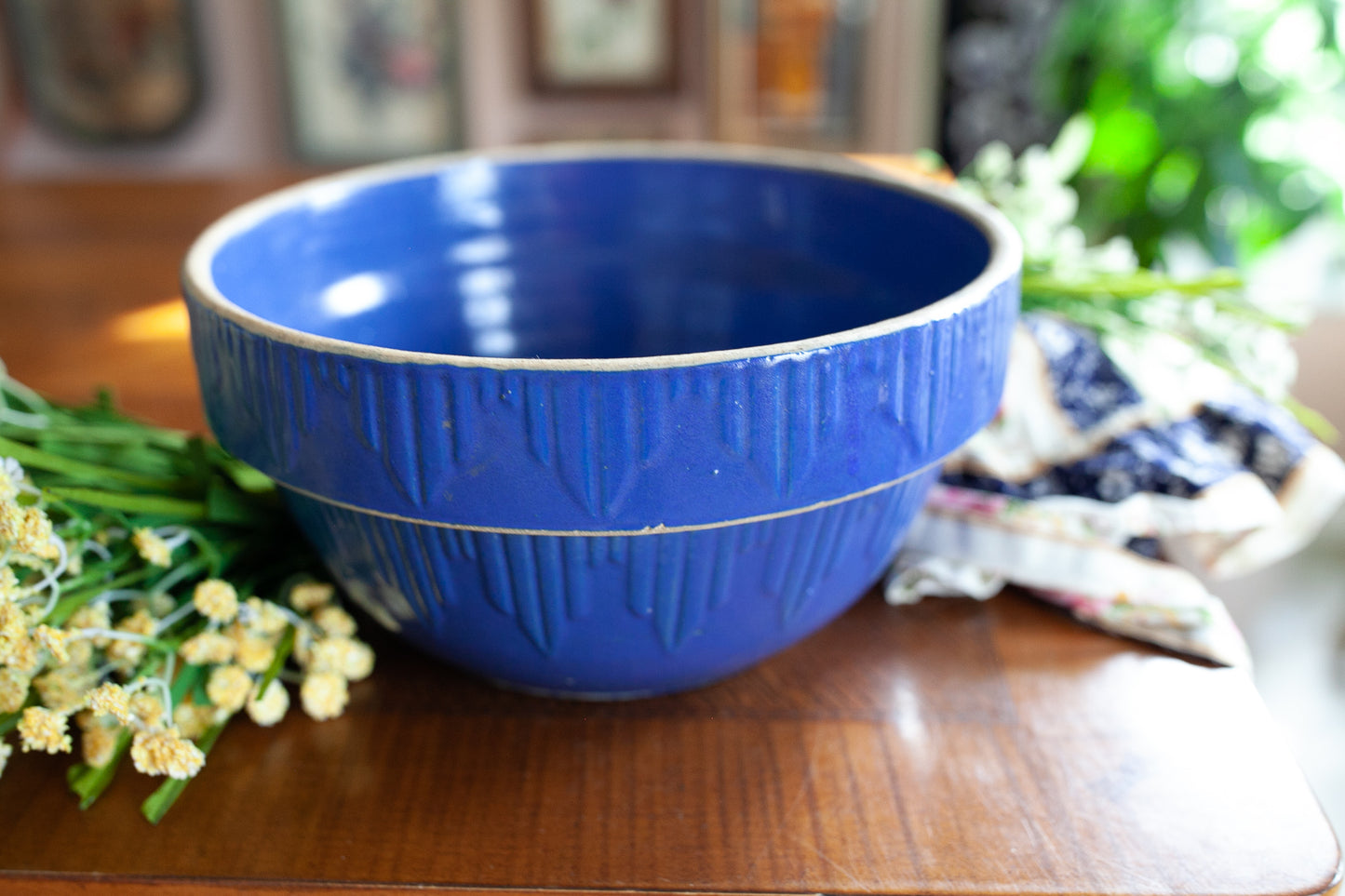 Vintage Bowl - Blue Picket Fence Stoneware Bowl