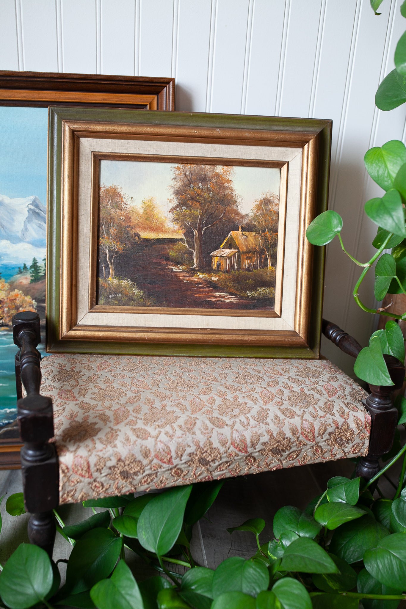 Vintage Painting -  Painting Framed- Cottage Landscape