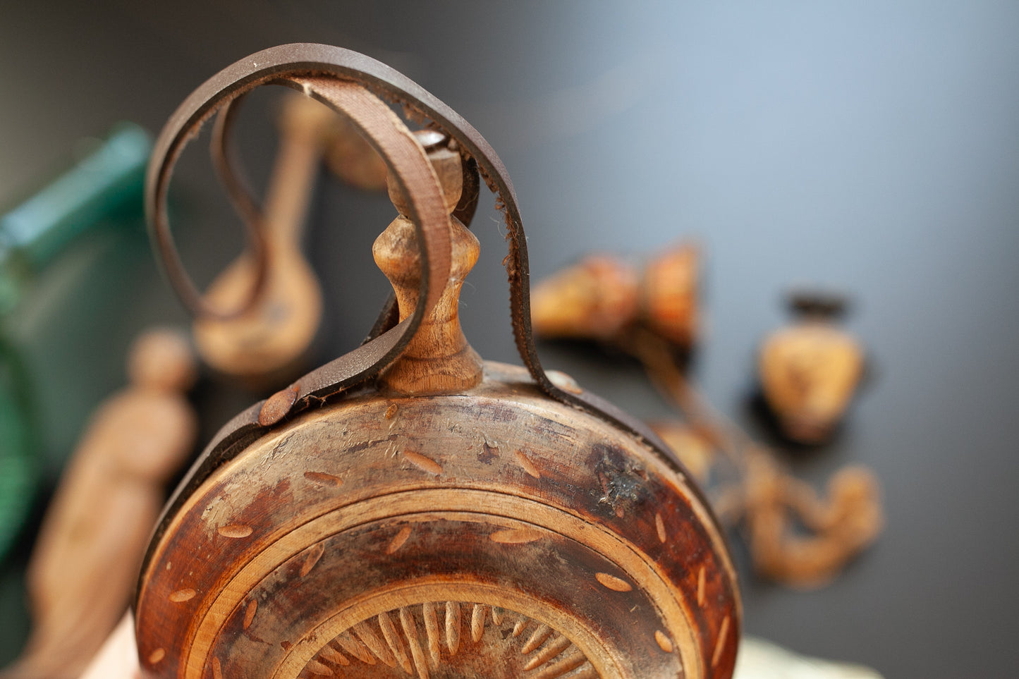 Vintage Wooden Carved Flask