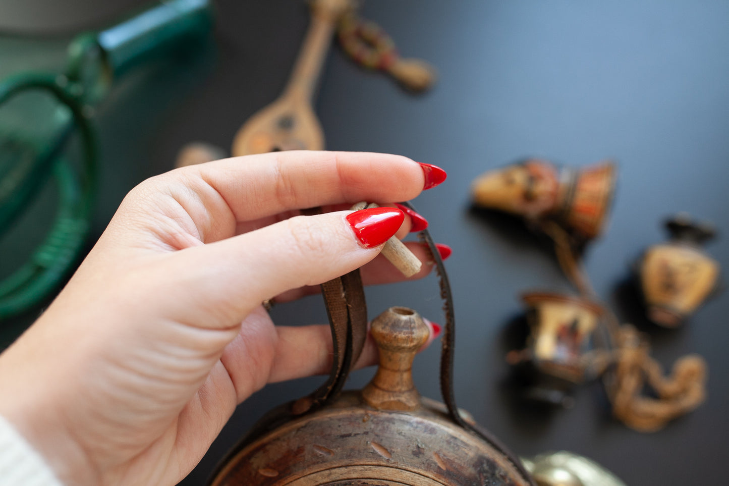 Vintage Wooden Carved Flask