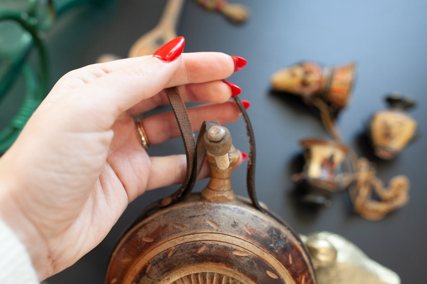 Vintage Wooden Carved Flask