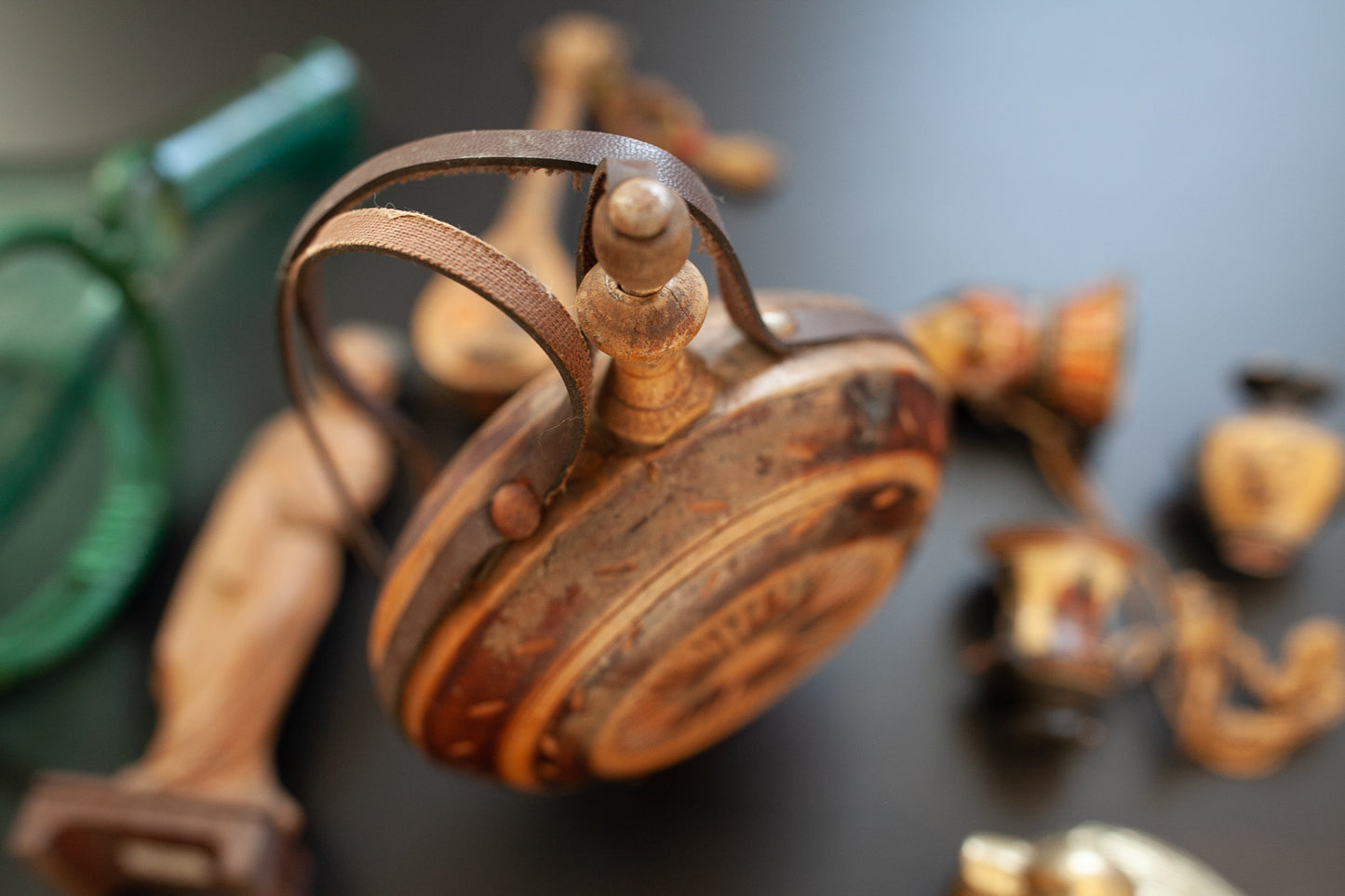 Vintage Wooden Carved Flask