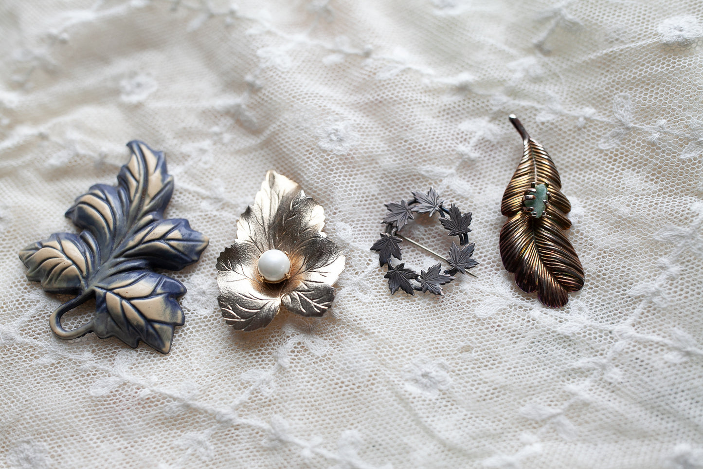 Vintage Brooch- Jewelry- Pins- Leaf Pins