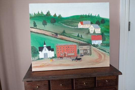 Vintage Canvas Painting - Country Scene Painting - Vintage Art