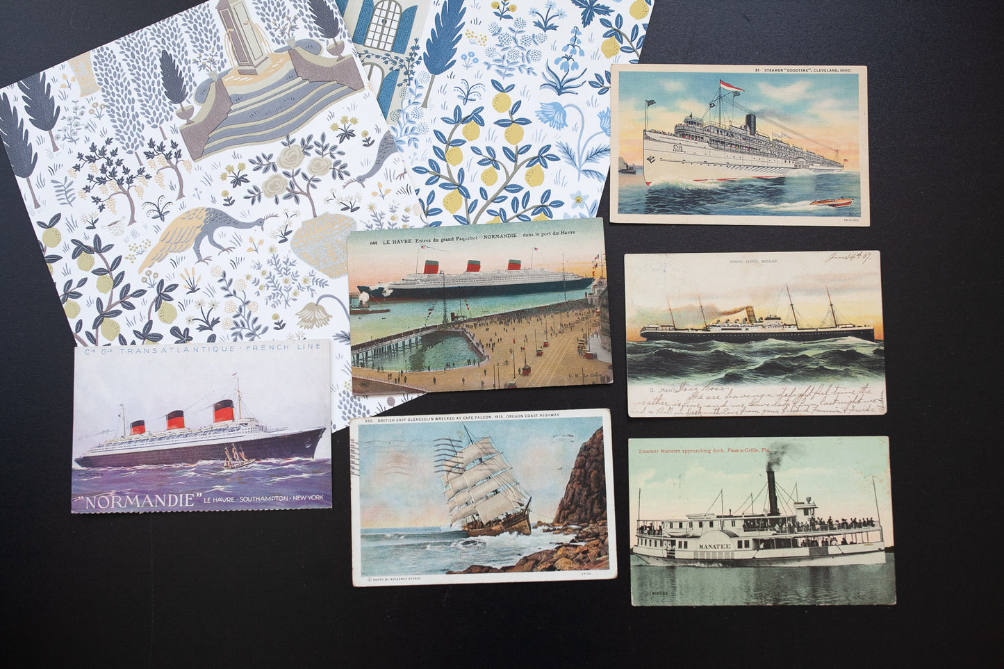 Antique Postcards- Set of 6 - Ship Postcards- Boats Nautical Postcards
