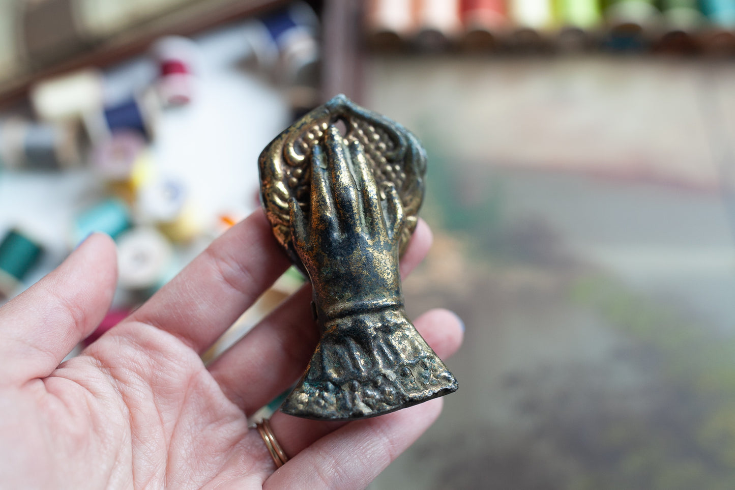 Vintage Brass Hand- Hand Clip